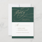 Romantic Green Calligraphy Song Request RSVP Card Kaartje (Voorkant)