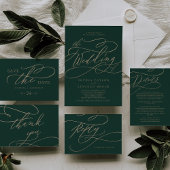 Romantic Green Calligraphy Song Request RSVP Card Kaartje