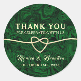 Romantic Green Calligraphy Weddenschap Bedankt Ronde Sticker