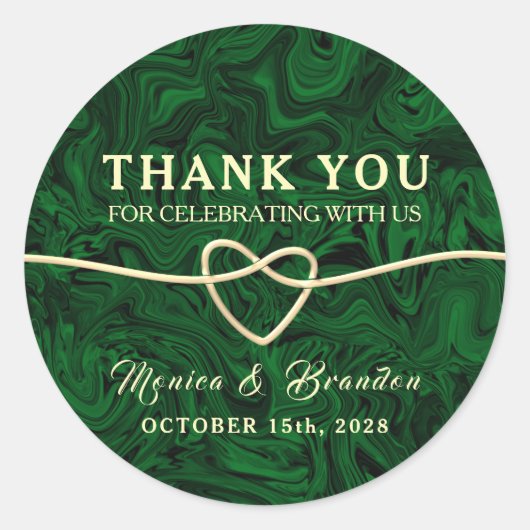 Romantic Green Calligraphy Weddenschap Bedankt Ronde Sticker (Voorkant)