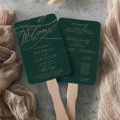 Romantic Green Calligraphy Wedding Programme Fan Handwaaier