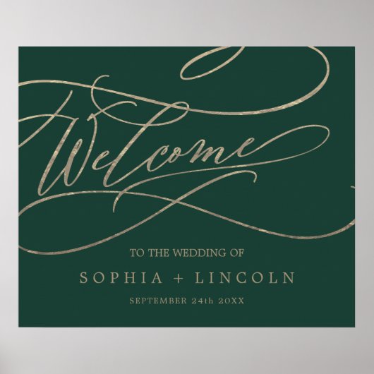 Romantic Green Calligraphy Welcome Wedding Poster (Voorkant)