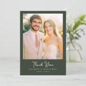 Romantic Green Elegant Photo Bedankkaart (Staand voorkant)