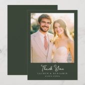 Romantic Green Elegant Photo Bedankkaart (Voorkant / Achterkant)