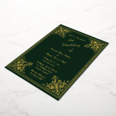 Romantic Green Gold Foil Lijst and Text Wedding Folie Uitnodiging (Gedraaid)