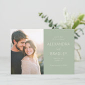 Romantic Green Minimalist Photo Save The Date (Staand voorkant)