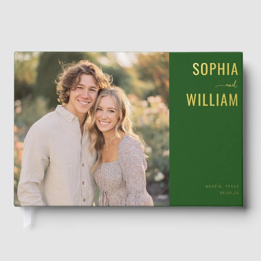 Romantic Green Modern Photo Gastenboek (Voorkant)