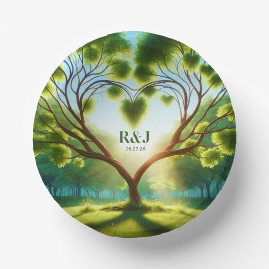 Romantic Green Monogram Wedding Papieren Kommen (Voorkant)