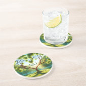 Romantic Green Monogram Wedding Zandsteen Onderzetter (Zijkant)