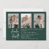 Romantic Green Photo Collage Wedding Invitation Kaart (Voorkant)