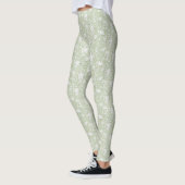 Romantic Green White Flowers Leggings (Links)