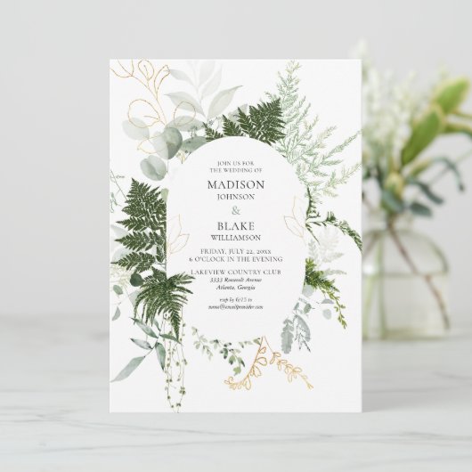 Romantic Greenery Forest Wedding Kaart (Staand voorkant)