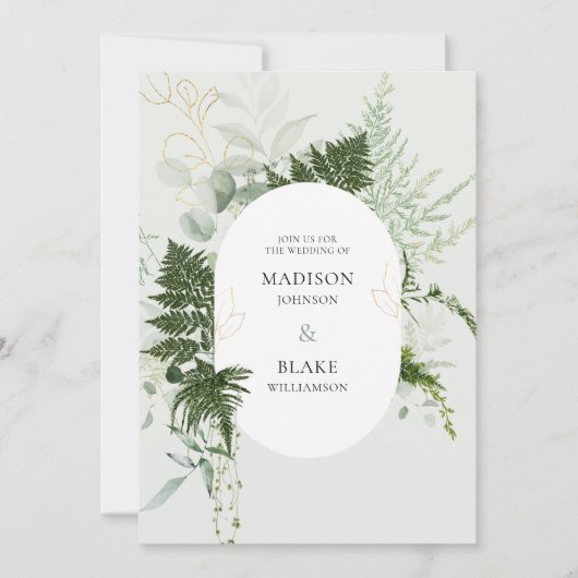 Romantic Greenery Forest Wild Fern Wedding Kaart (Voorkant)
