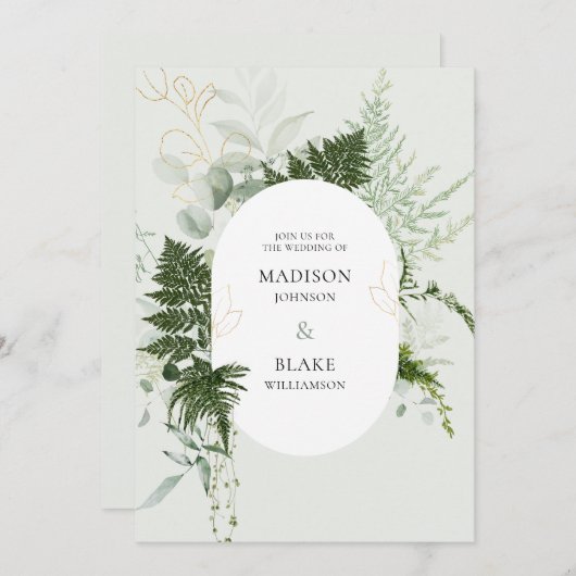 Romantic Greenery Forest Wild Fern Wedding Kaart (Voorkant / Achterkant)