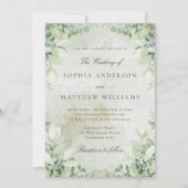 Romantic Greenery Frame Wedding Invitation Kaart (Voorkant)