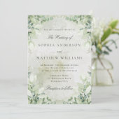 Romantic Greenery Frame Wedding Invitation Kaart (Staand voorkant)