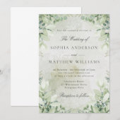 Romantic Greenery Frame Wedding Invitation Kaart (Voorkant / Achterkant)