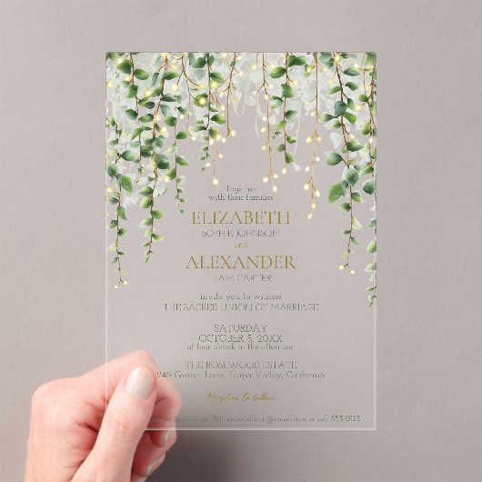 Romantic Greenery Garland Wedding Invitation Acryl Uitnodigingen (Insitu (Draagbaar))