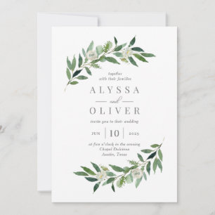 Romantic Greenery Wedding Invitation ROG Kaart