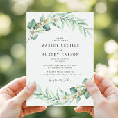 Romantic Greenery Wreath Elegant Wedding Kaart