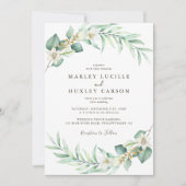 Romantic Greenery Wreath Elegant Wedding Kaart (Voorkant)