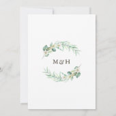 Romantic Greenery Wreath monogram Wedding Kaart (Achterkant)
