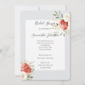 Romantic Grey Red Cream Roses Bridal Shower Kaart (Voorkant)