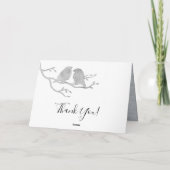 Romantic Grey Waterverf Lovevogels Branch Wedding Bedankkaart (Achterkant)