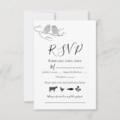 Romantic Grey Waterverf Lovevogels Tree Branch RSVP Kaartje (Voorkant)