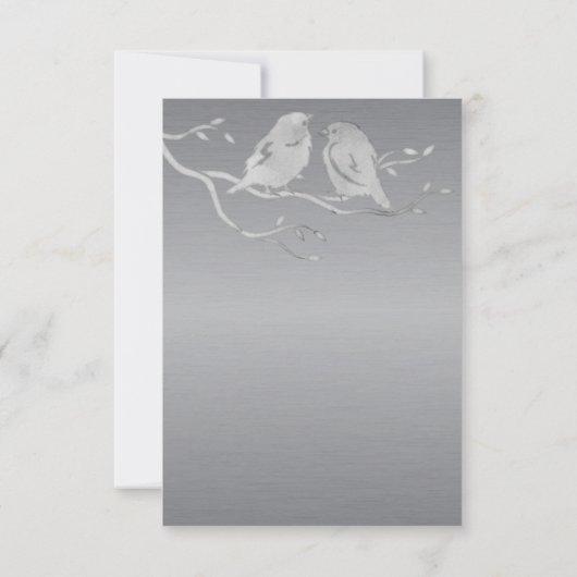 Romantic Grey Waterverf Lovevogels Tree Branch RSVP Kaartje (Achterkant)