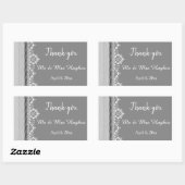 Romantic Grey White lace Grey bruiloft bedankt Rechthoekige Sticker (Vel)