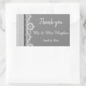 Romantic Grey White lace Grey bruiloft bedankt Rechthoekige Sticker (Tas)