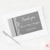 Romantic Grey White lace Grey bruiloft bedankt Rechthoekige Sticker (Envelop)