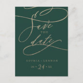 Romantic Groene Calligrafie sparen het Briefkaart (Voorkant)