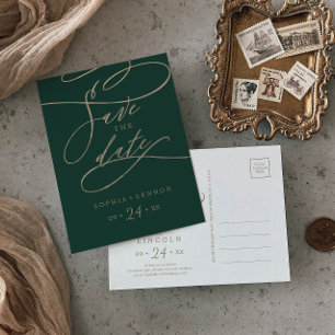 Romantic Groene Calligrafie sparen het Briefkaart 