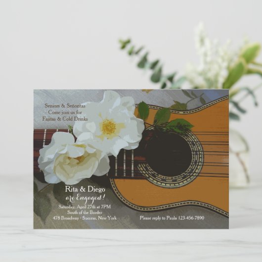 Romantic Guitar Invitation Kaart (Staand voorkant)