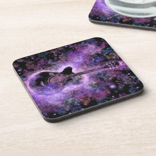 Romantic Guitar Music Beverage Coaster Paars Bier Onderzetter (Linkerzijde)