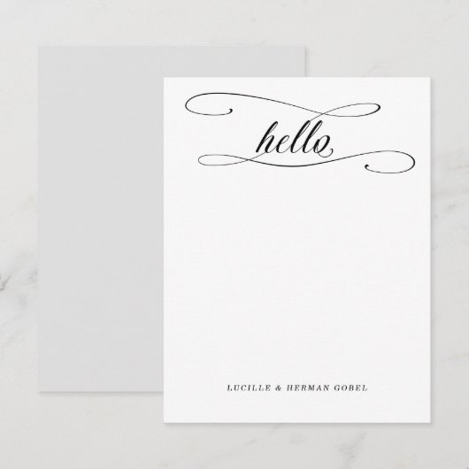 Romantic Hallo Calligrafie - Aangepaste schrijfben Notitiekaartje (Voorkant / Achterkant)