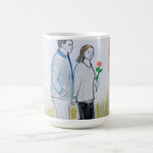 Romantic Hand-Drawn Couple Walking in Park t-shirt Koffiemok (Center)