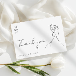 Romantic Hand Drawn Lovely Modern Wedding Bedankkaart