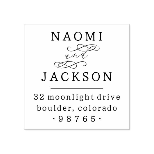 Romantic Handwriting Couple Wedding Return Address Rubberstempel (Afrduk)
