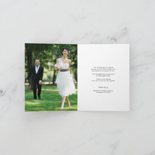 Romantic Handwriting script Stijlvolle foto bruilo Bedankkaart (Binnen)