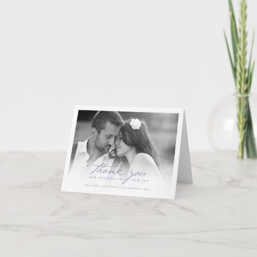 Romantic Handwriting script Stijlvolle foto bruilo Bedankkaart (Voorkant)