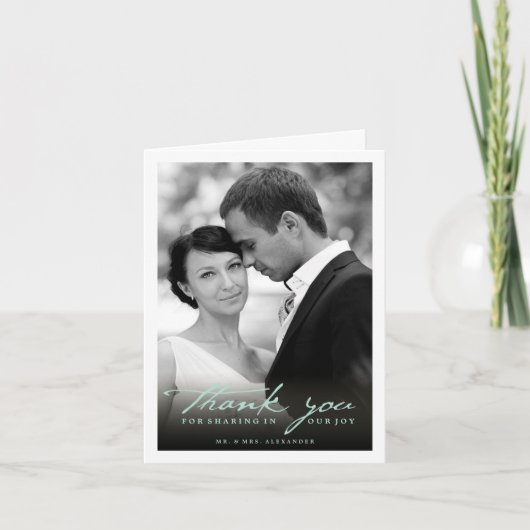 Romantic Handwriting script Stijlvolle foto bruilo Bedankkaart (Voorkant)