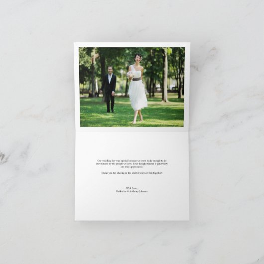 Romantic Handwriting script Stijlvolle foto bruilo Bedankkaart (Binnen)