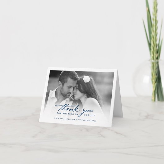 Romantic Handwriting script Stijlvolle foto bruilo Bedankkaart (Voorkant)
