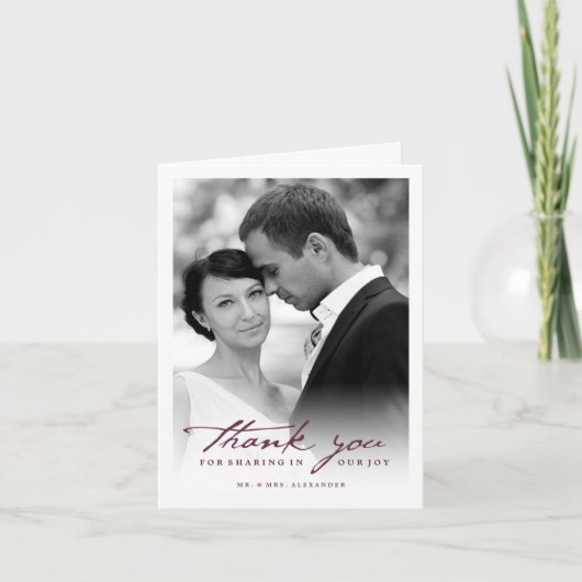 Romantic Handwriting script Stijlvolle foto bruilo Bedankkaart (Voorkant)