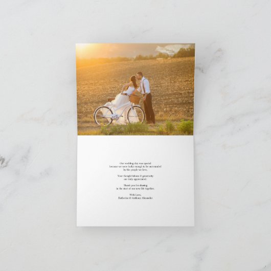 Romantic Handwriting script Stijlvolle foto bruilo Bedankkaart (Binnen)