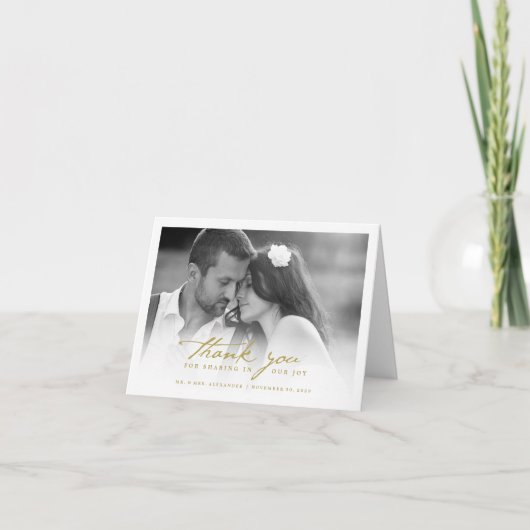 Romantic Handwriting script Stijlvolle foto bruilo Bedankkaart (Voorkant)