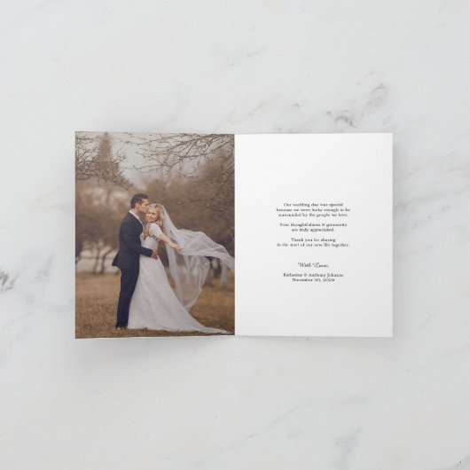 Romantic Handwriting script Stijlvolle foto bruilo Bedankkaart (Binnen)